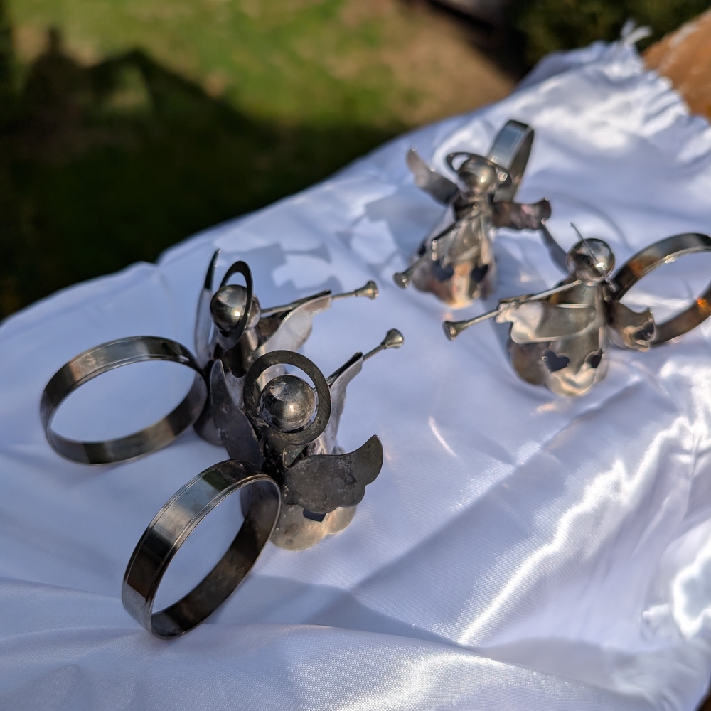 Vintage Silver Heralding Angel Napkin Rings